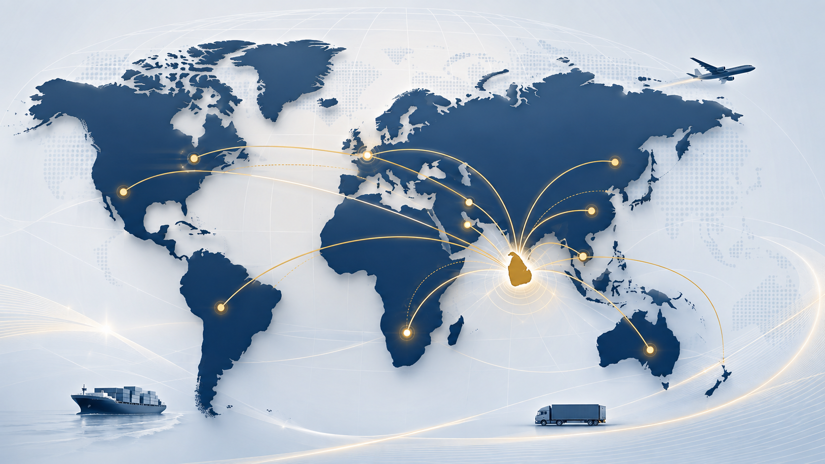 Global logistics routes connecting Sri Lanka with international markets